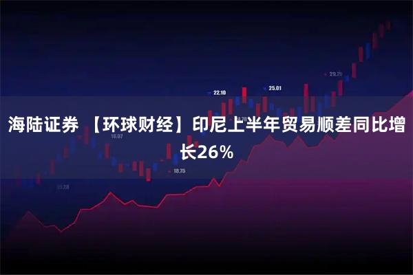 海陆证券 【环球财经】印尼上半年贸易顺差同比增长26%
